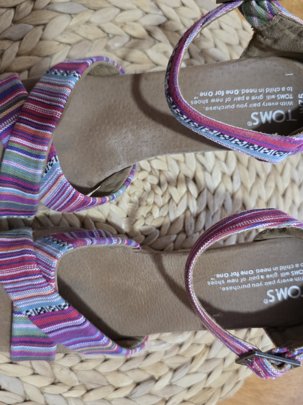 TOMS Women’s Multicolor Striped Sandals - Pink Accent